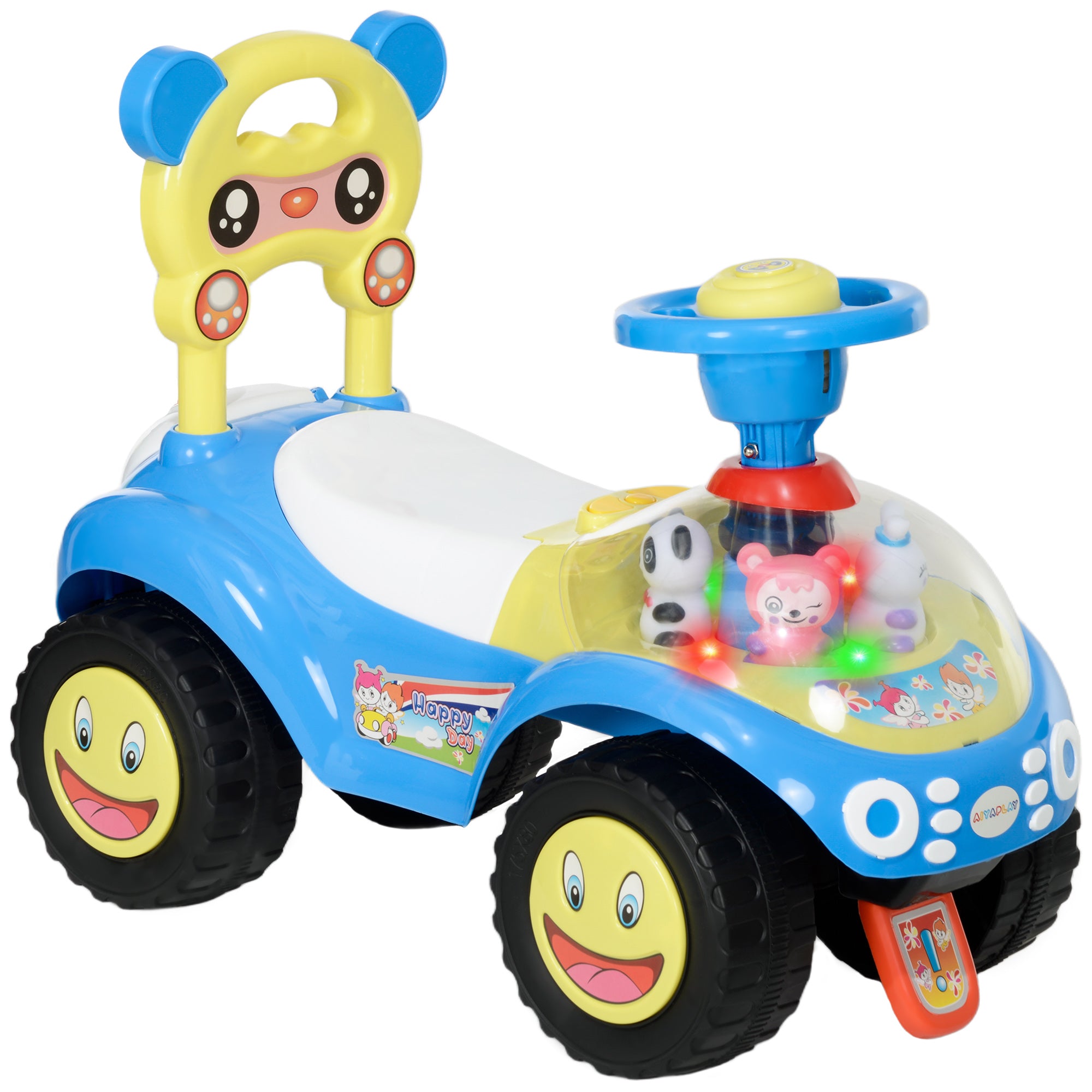 Foot to Floor oddler Ride on Toy w/ Music, Light, Horn, Under Seat Storage, Anti-Over-Backwards Device, Blue