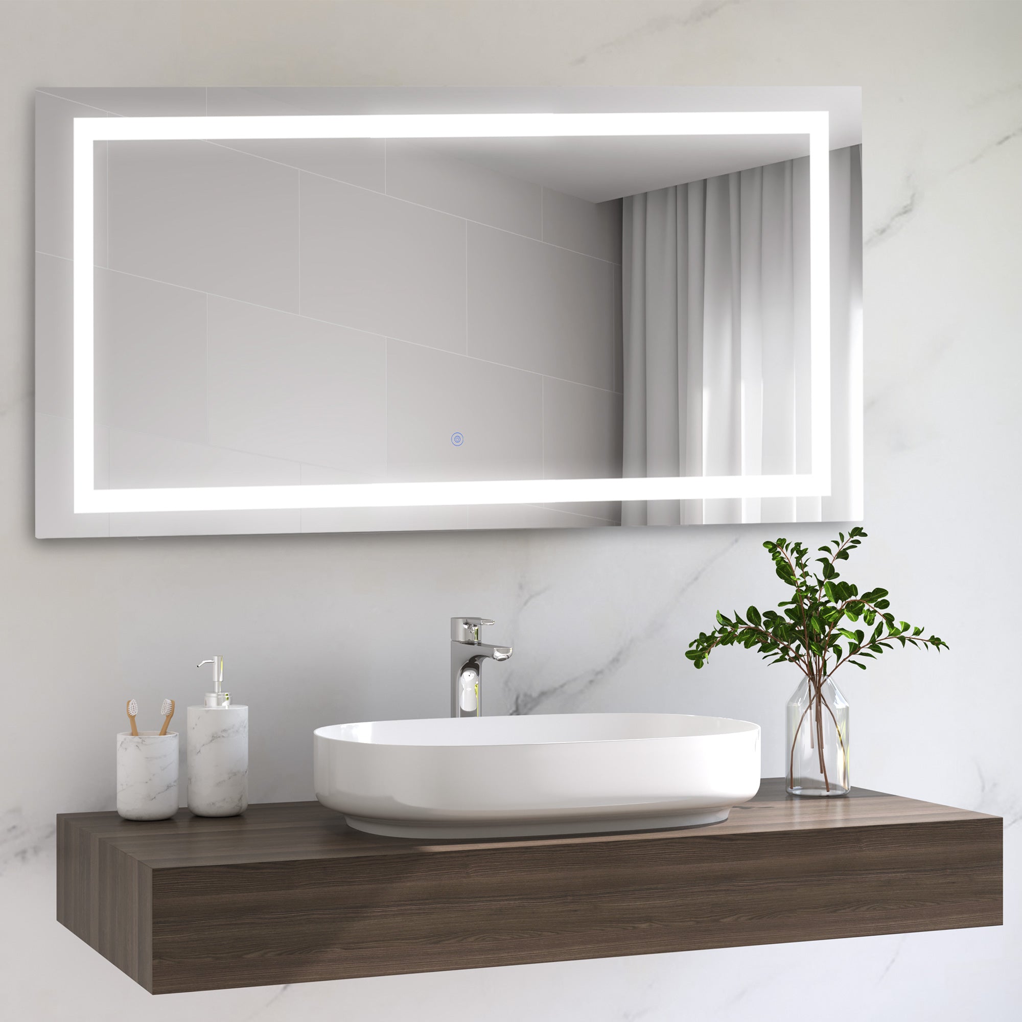 LED Bathroom Mirror, 120Wx60HX4D cm-Silver