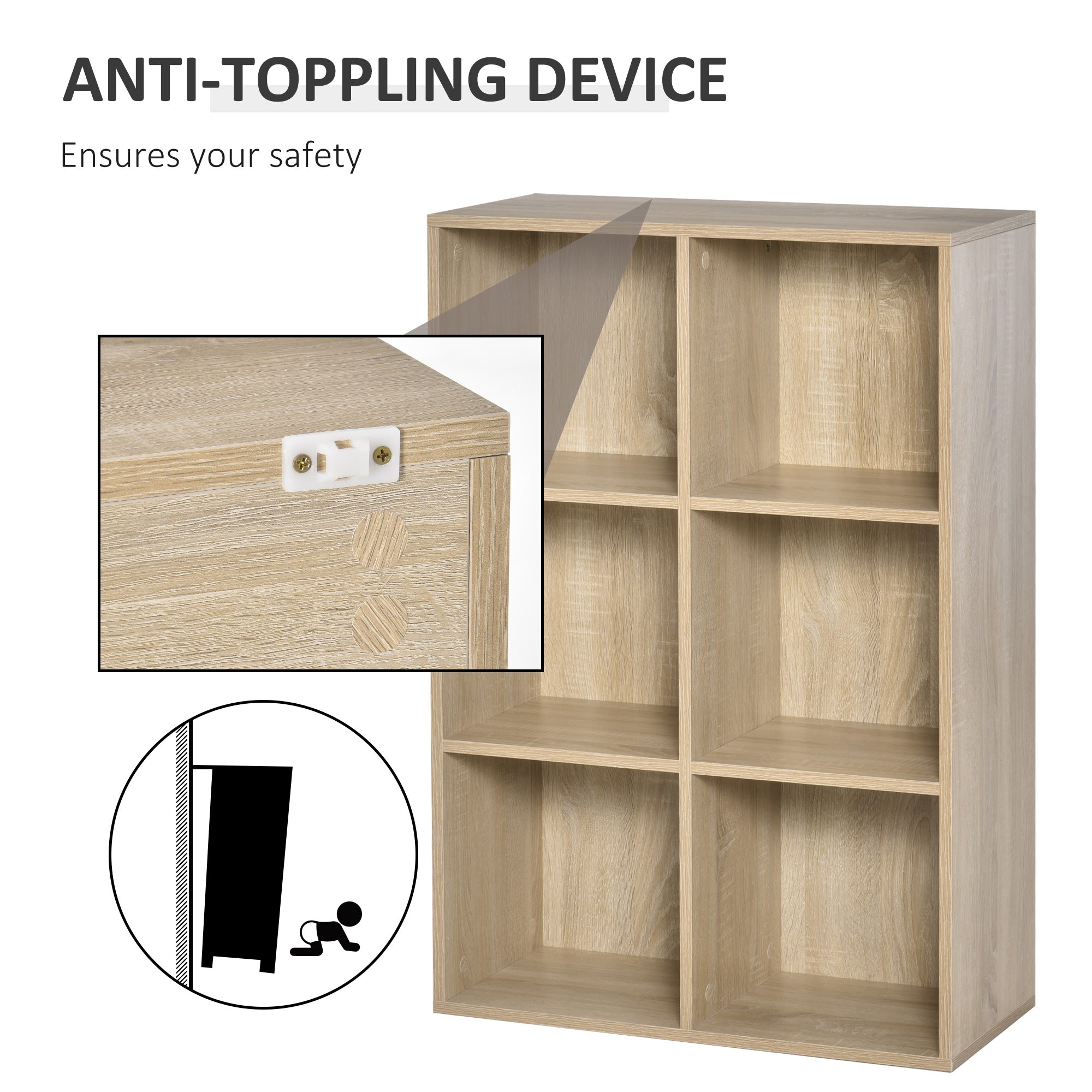 Six-Cube Bookcase - Oak Wood Effect