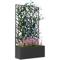 Outdoor Metal Planter with Tree Cut-Out Trellis 23x58cm - Black
