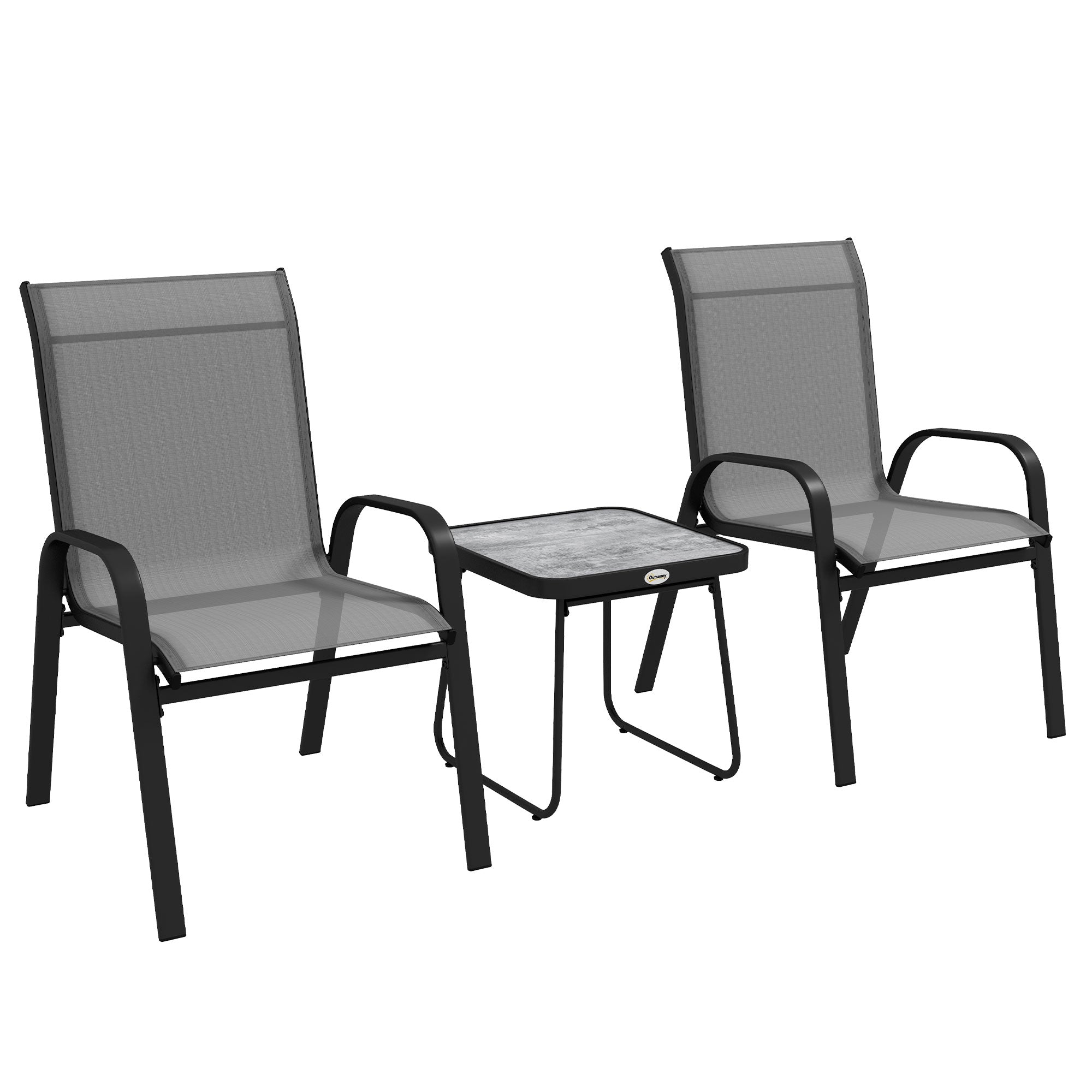 Three-Piece Metal Frame Garden Seating Set - Grey