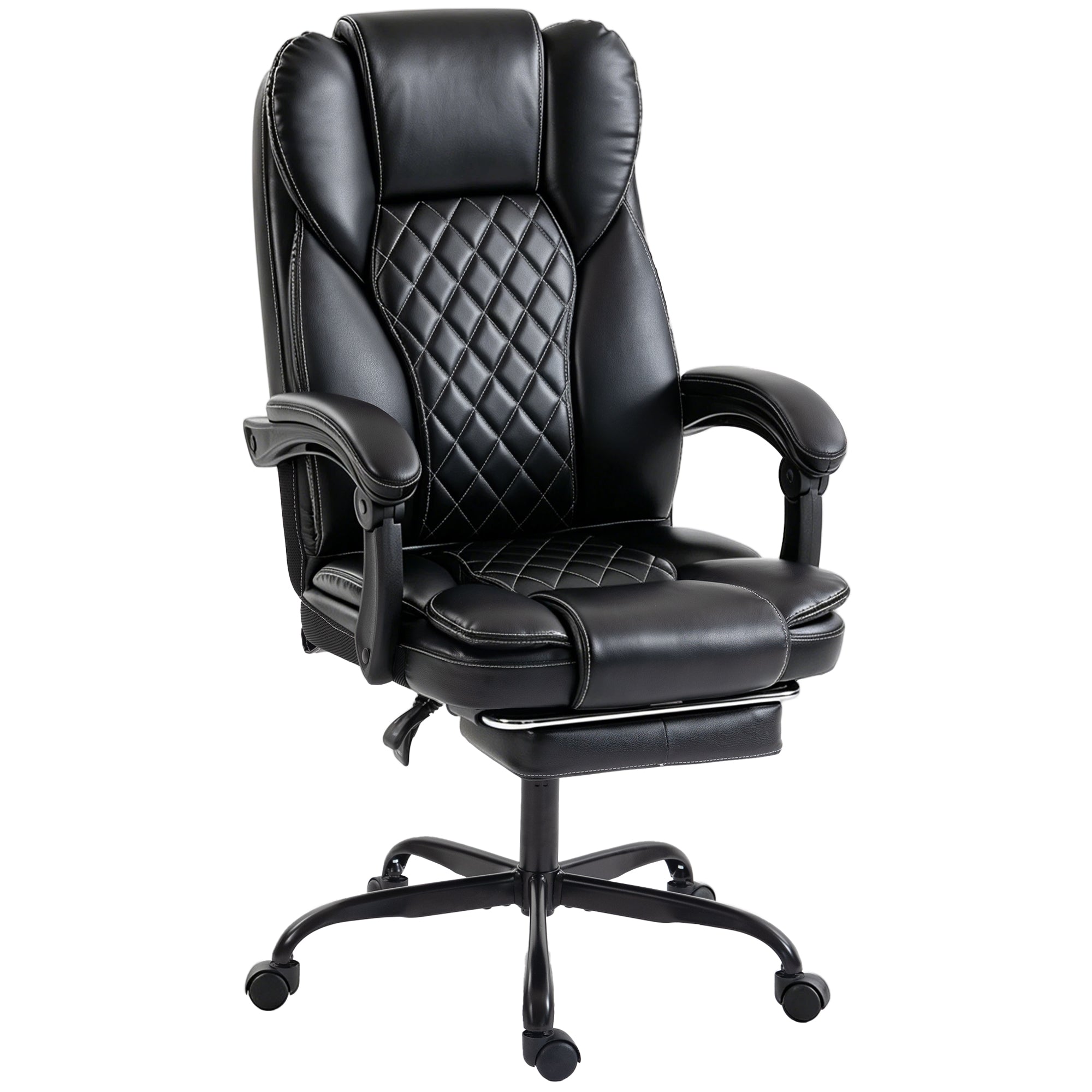 Executive Home Office Chair Reclining Function Footrest Computer Desk Chair High Back, Black