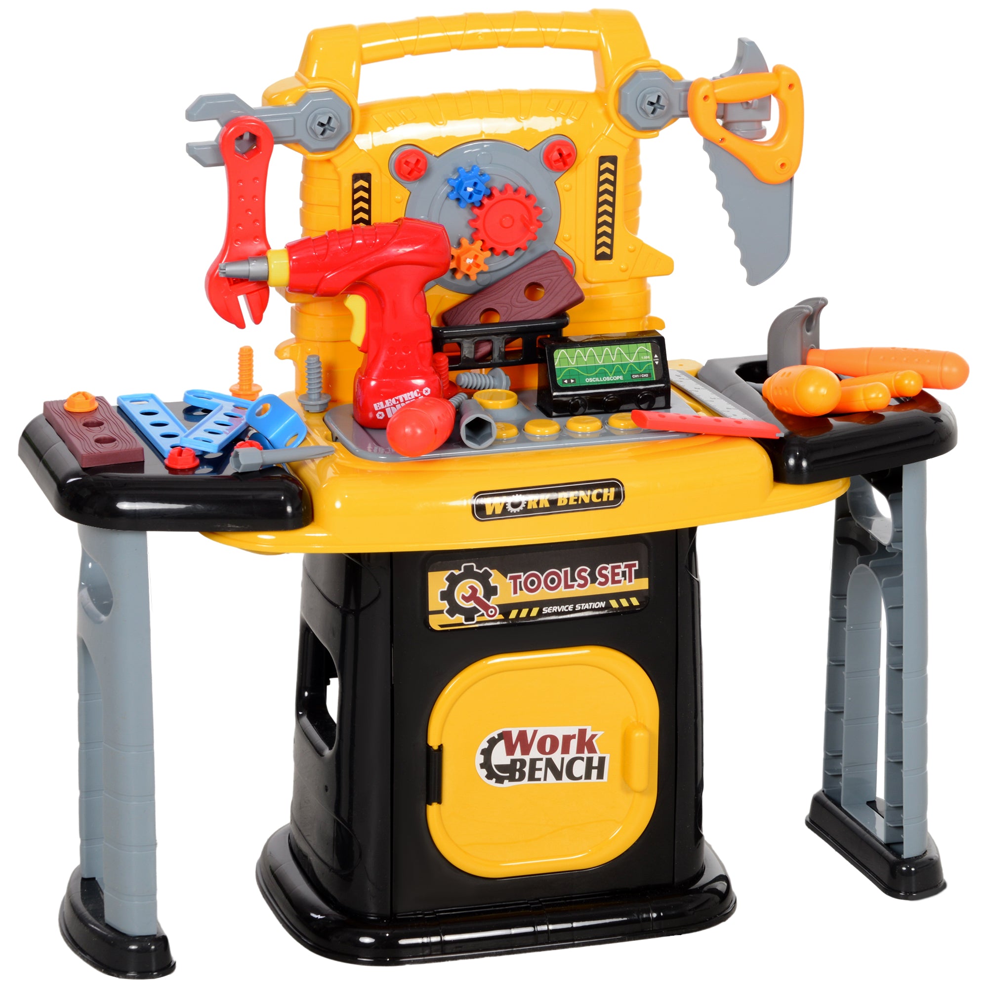 102Pcs Kids Tool Bench with Electric Drill, Storage, for Ages 3-6, Yellow