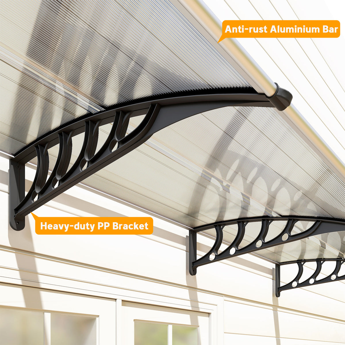 Front Door Canopy, Outdoor Awning, Rain Shelter, 303 x 96cm , Clear