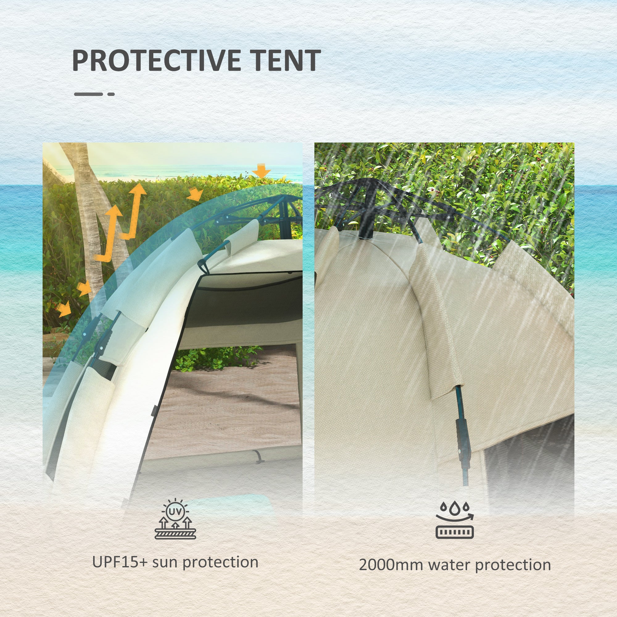 Three-Man UPF15+ Beach Tent, with Extended Floor - Green