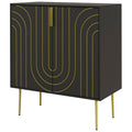 Art Deco Sideboard with Adjustable Shelf - Black/Gold Tone