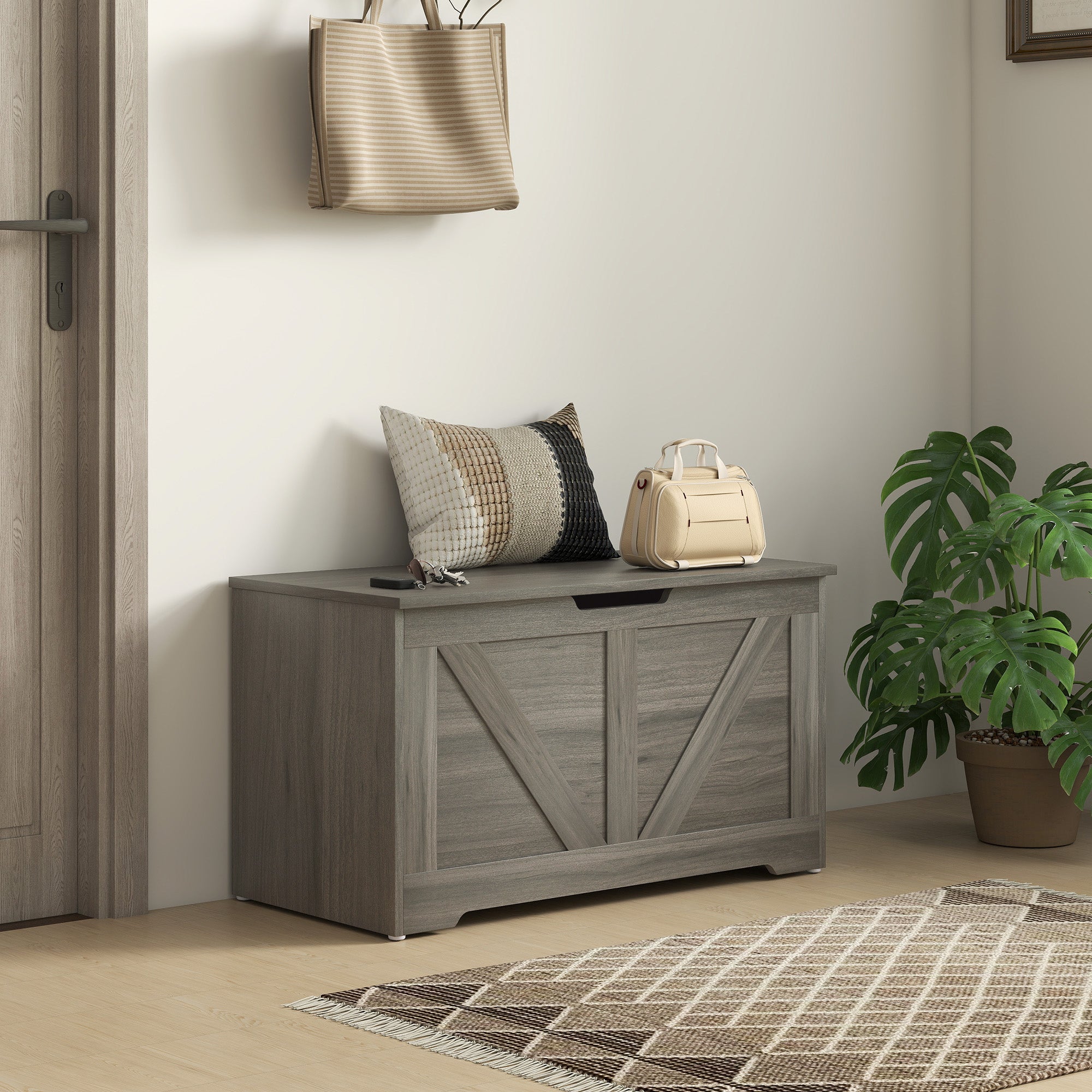 100L Home Storage Box, with Safety Hinges - Charcoal Grey