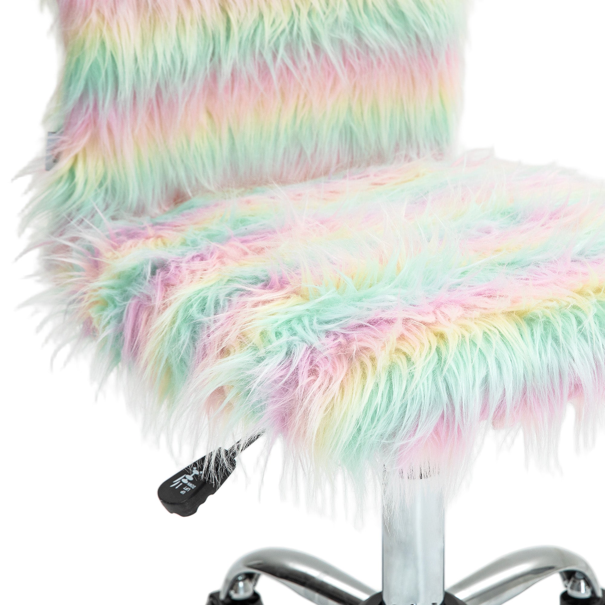 Armless Computer Desk Chair, Fluffy Fabric Swivel Office Chair, Makeup Vanity Chair with Height Adjustable, Wheels, for Home Study Bedroom, Multicolour