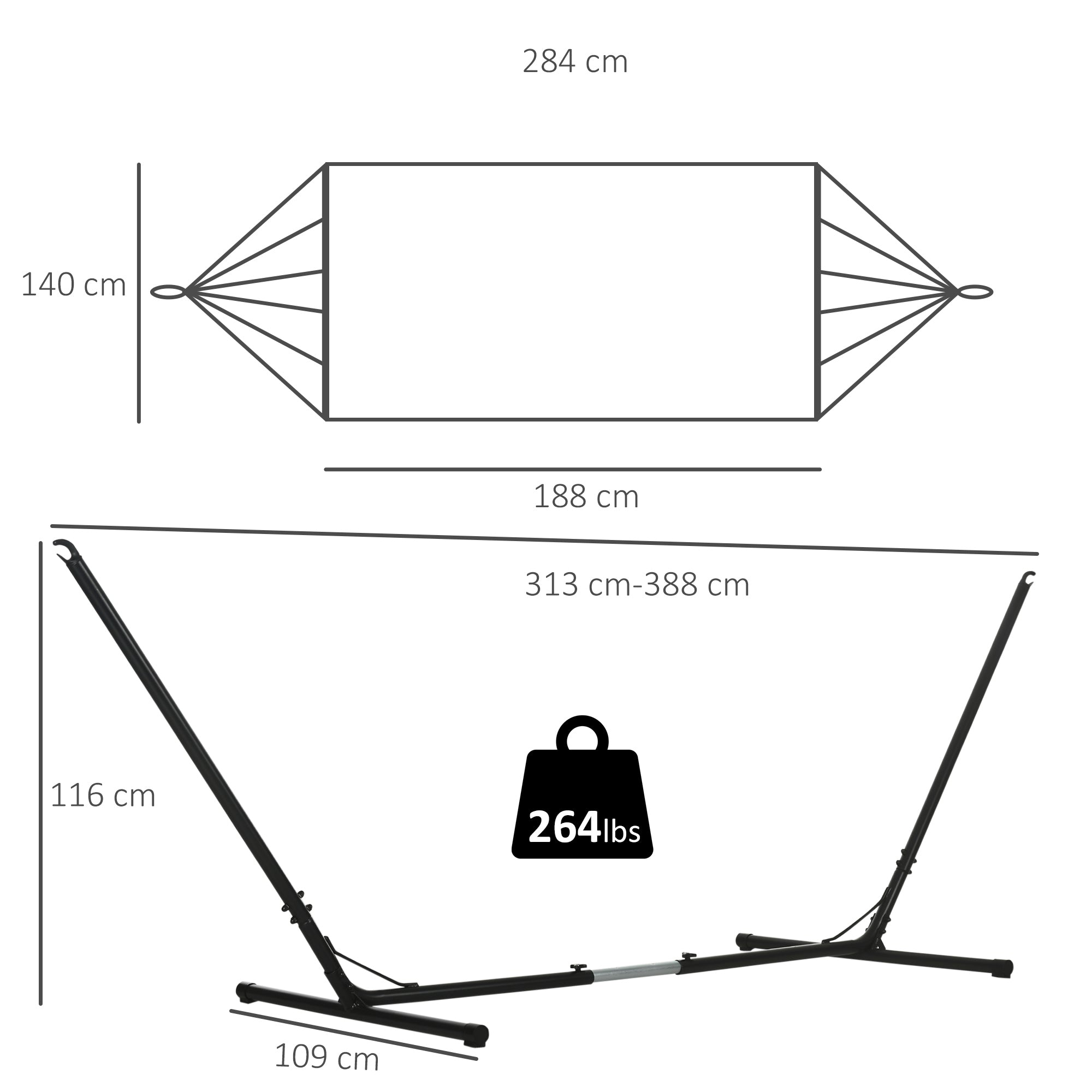 Outdoor Garden Hammock with Stand, Double Cotton Hammock with Adjustable Steel Frame, Swing Hanging Bed with Pillow, for Garden, Patio, Beach, Green Stripes