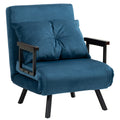 4-in-1 Velvet-Feel Single Chair Bed with Pillow - Navy Blue