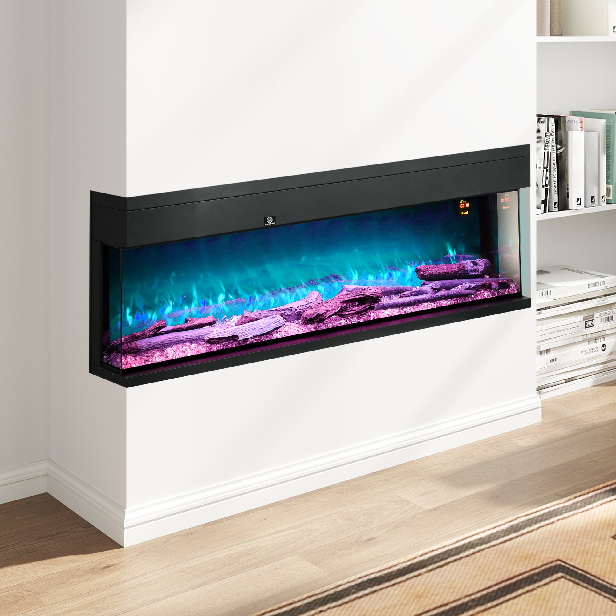 1800W 15-40? Adjustable Flame Glass Panel Convector Heater, 152cm