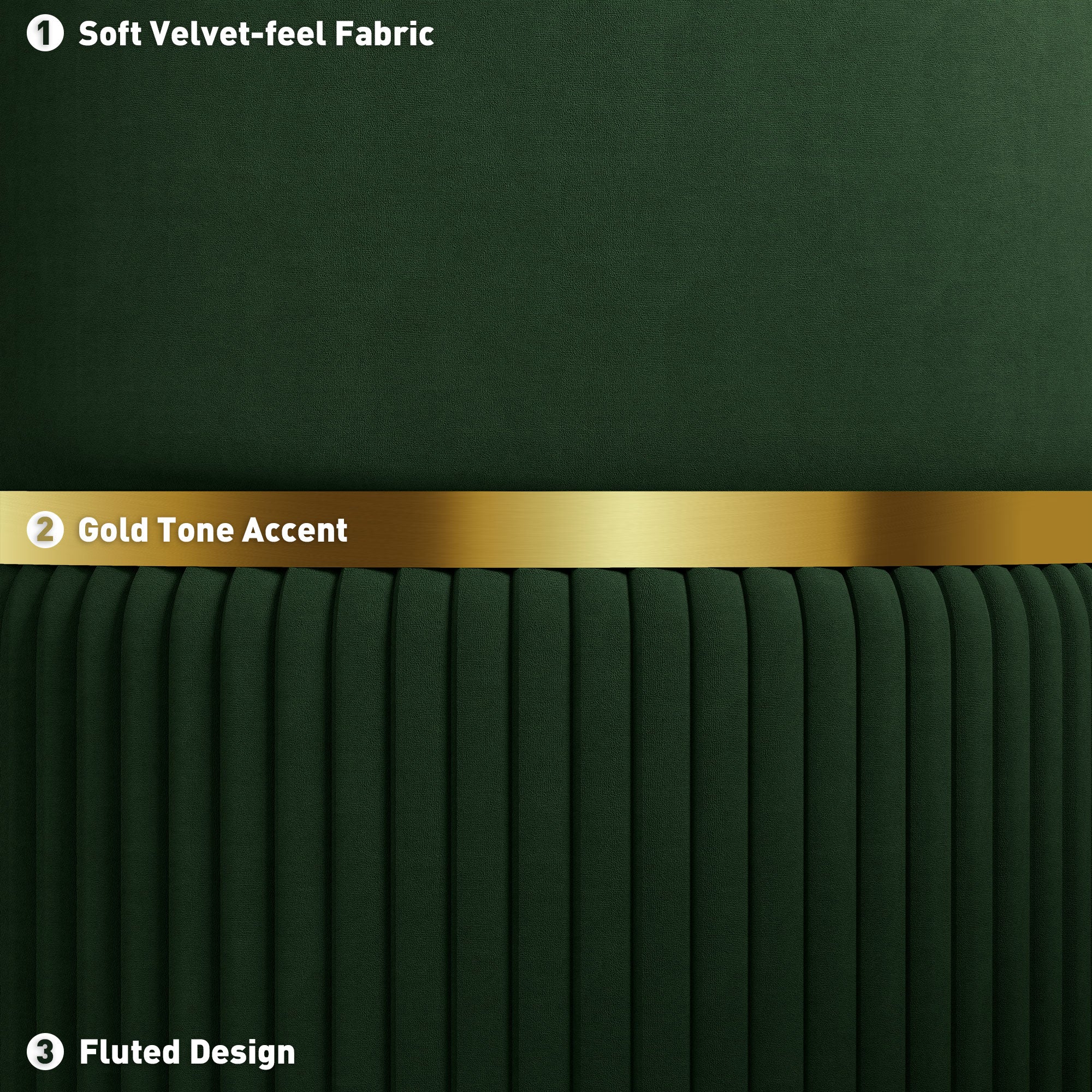 Velvet-Feel Storage Ottoman - Green