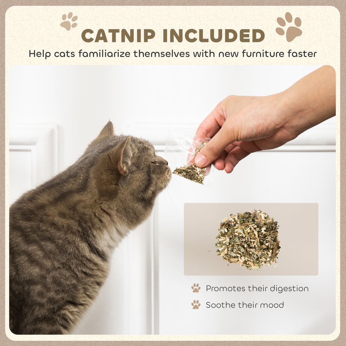 2-in-1 Indoor Cat Scratcher with Organic Catnip 29.5x56x26cm - Brown