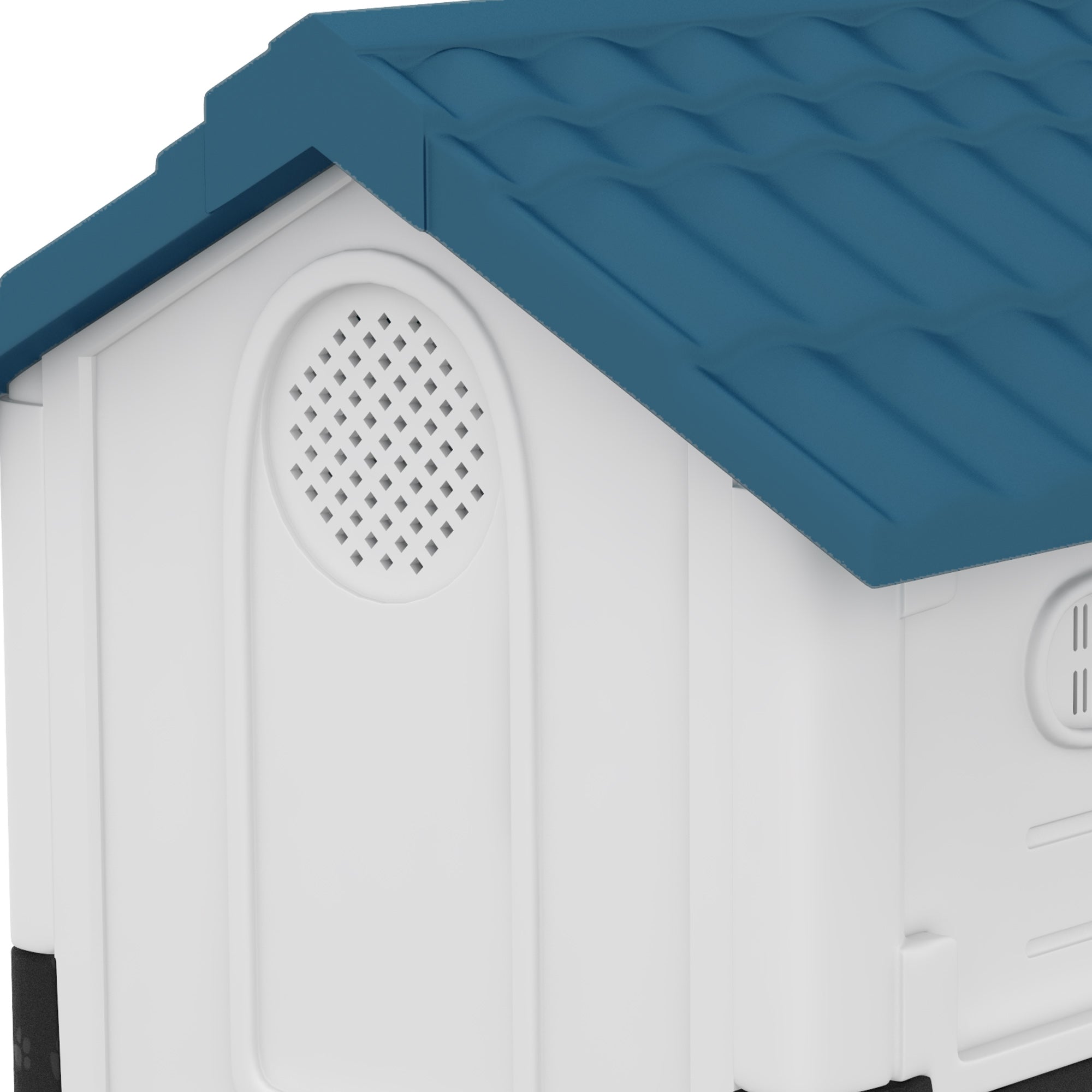 Plastic Dog Kennel with Windows, for Garden Patio, Miniature and Small Dogs, 80 x 69 x 76cm - Blue