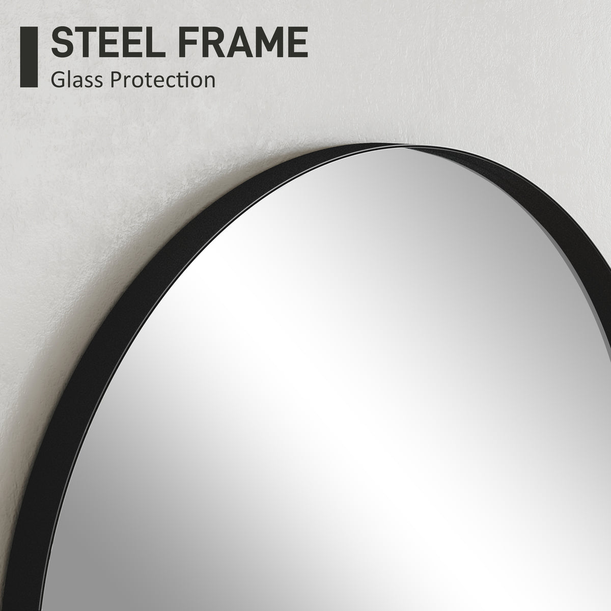 50 x 70cm Arched Home Mirror with Black Powder-Coated Frame - Black