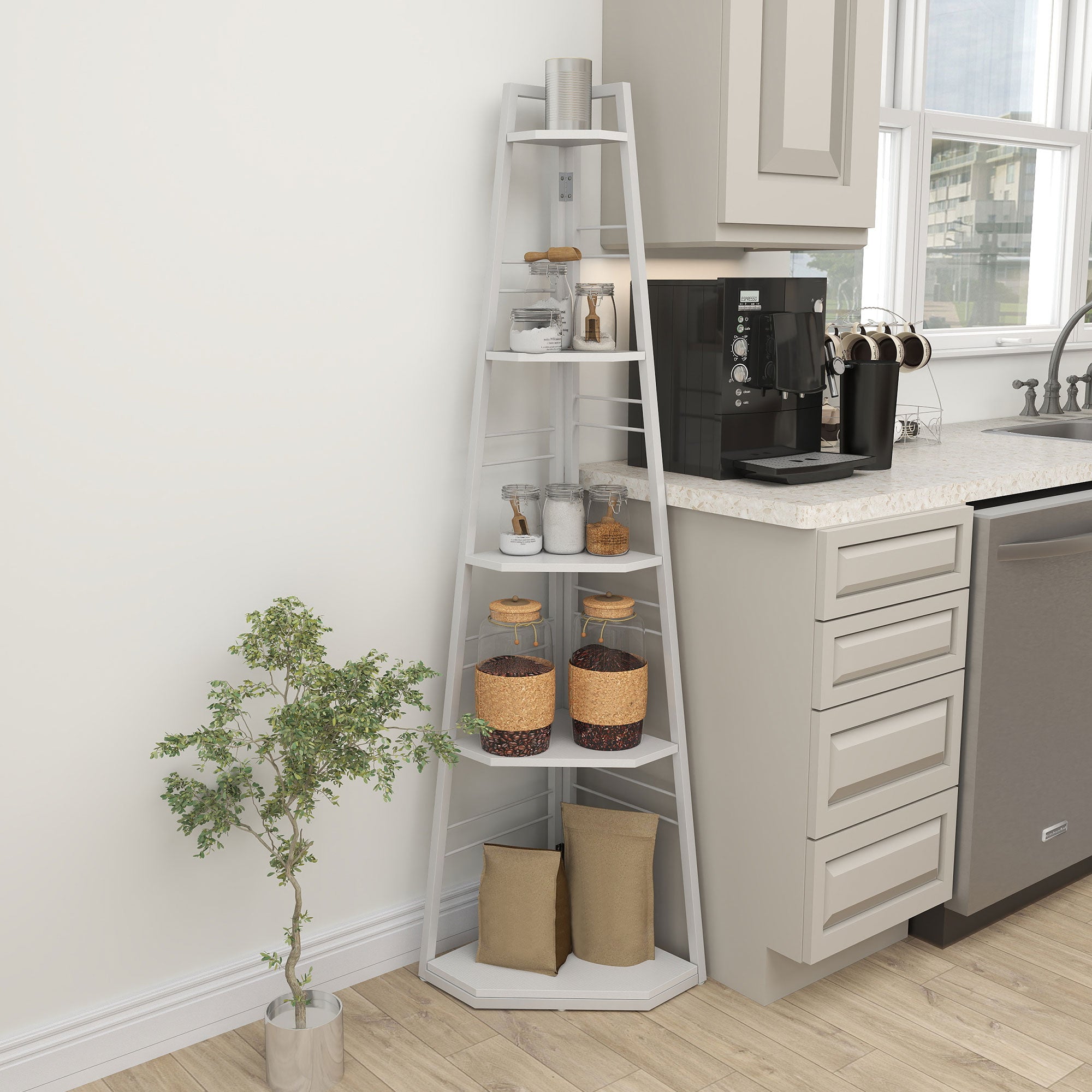 Five-Tier Corner Shelf - White