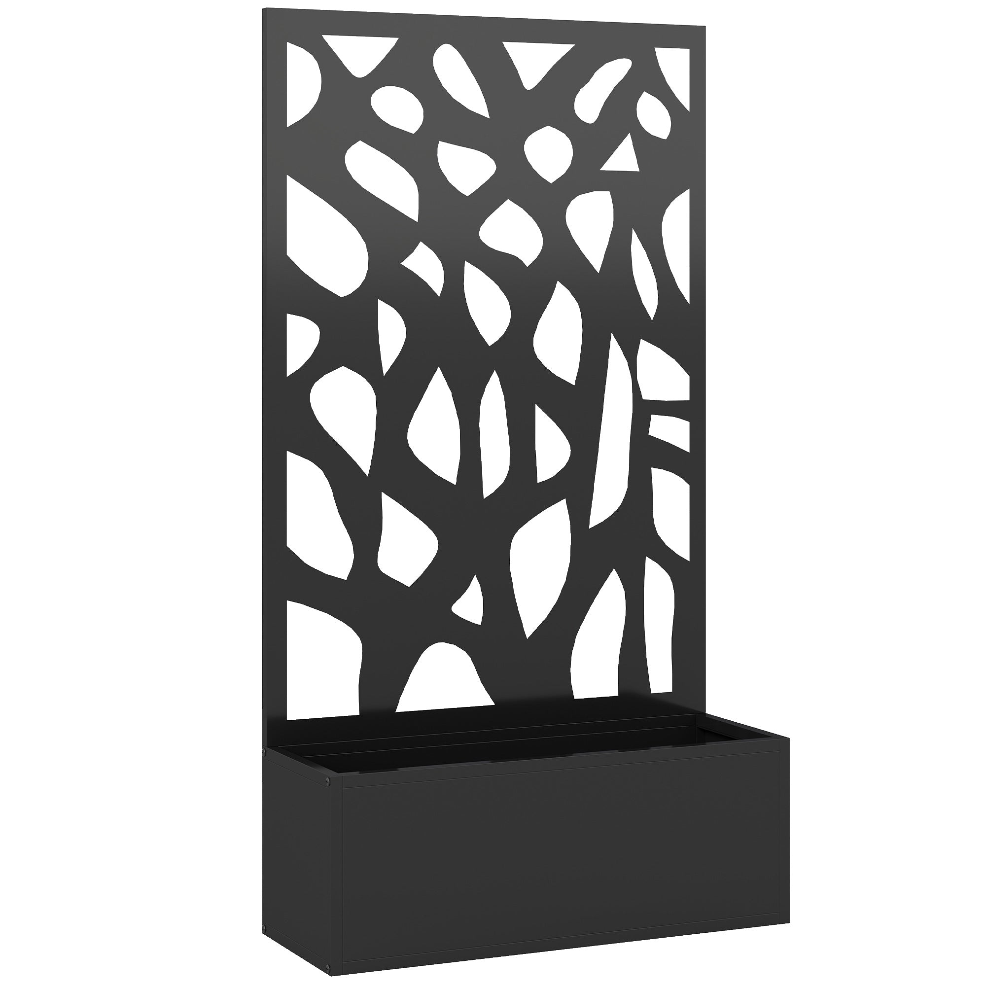 Metal Raised Garden Bed with Trellis, Outdoor Planter Box with Privacy Screen, Elevated Garden Box for Climbing Plants