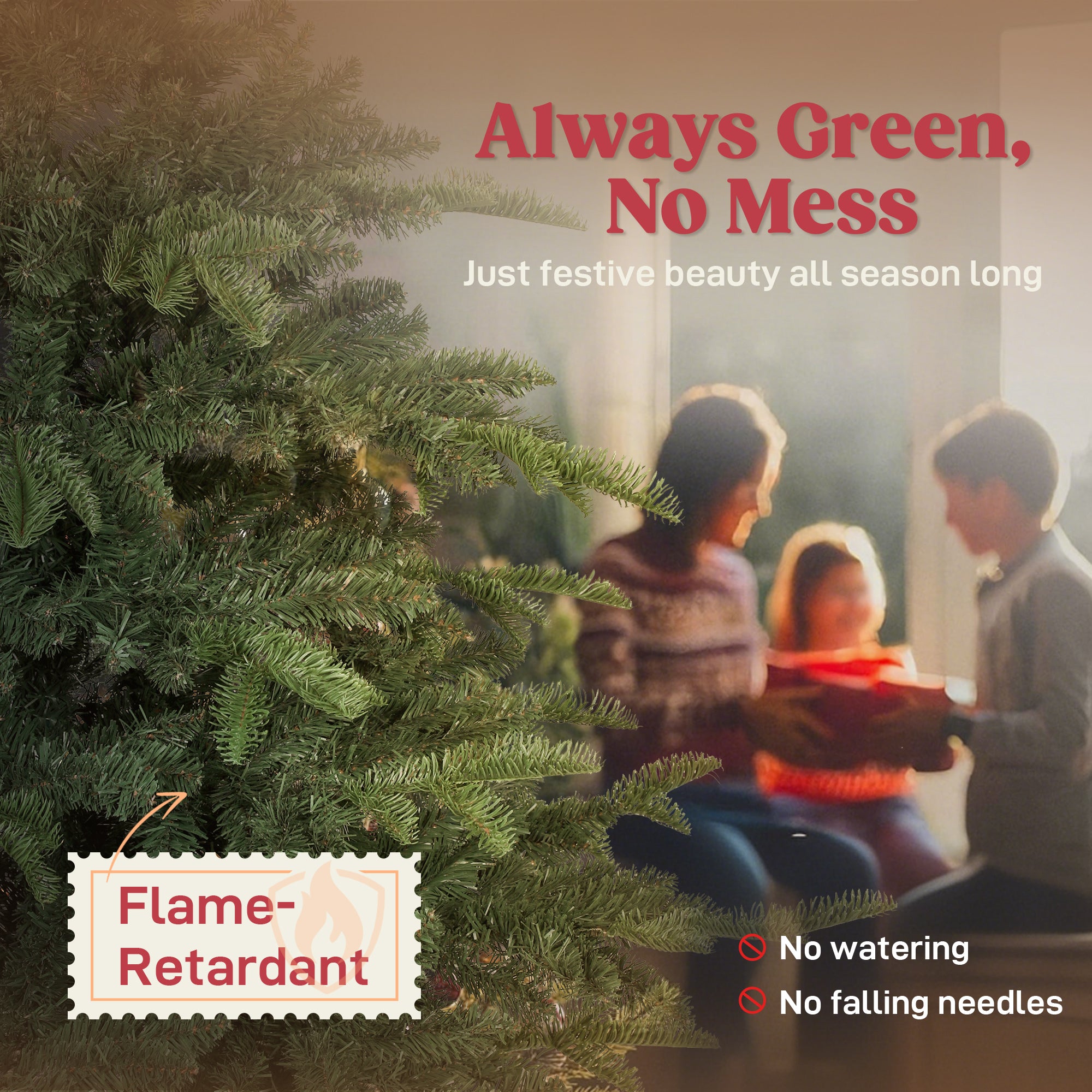 5ft Artificial Christmas Tree with Realistic Branches, Easy Assembly - Green