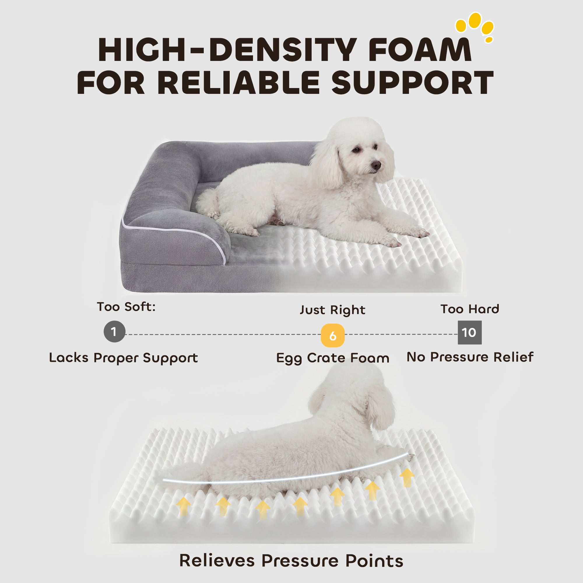 Dog Sofa Bed, Washable Pet Bed with Removable Cover and Non-Slip Bottom for Cats and Small Dogs, Grey