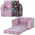 2 in 1 Kids Folding Armchair Bed with Glow in the Dark Cosmic Design - Blue