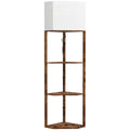Corner Floor Lamp with Shelves, Tall Standing Lamps for Living Room, with Pull Chain Switch Bulb not Included, Rustic Brown
