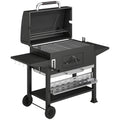 Charcoal BBQ Grill Smoker with Electric Rotisserie Kit, Portable Barbecue Grill with Warming Rack, Black