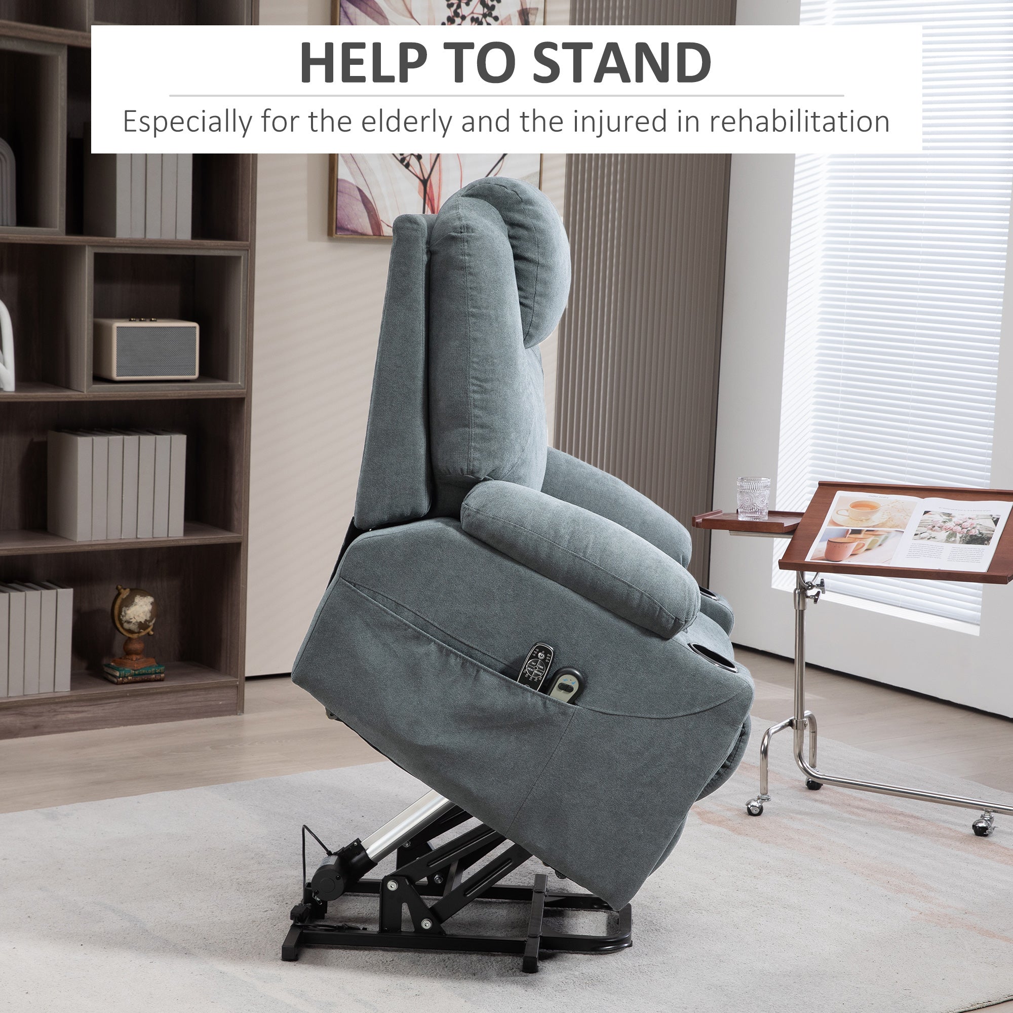 Lift-And-Recline Massage Armchair, with Heat - Grey