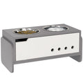 3 Height Adjustable Raised Dog Feeding Station with 2 Stainless Steel Bowls & Slow Feeder Mat - Grey
