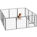 Heavy Duty 12-Panel Dog Playpen with Doors for Medium Dogs, 80cm High - Black