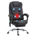 Six-Point Heated Massage Office Chair with Recline and Footrest - Black