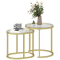 Modern Coffee Table Set of 2 with Steel Frame and Tempered Glass Tabletops - Clear
