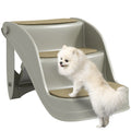 Foldable 3-Step Pet Stairs with Non-Slip Mats for Small Dogs - Grey