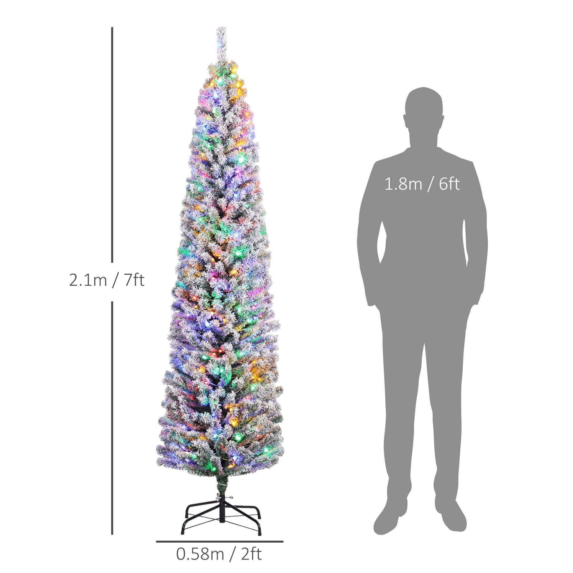 7' Artificial Prelit Christmas Trees Holiday D©cor with Colourful LED Lights, Flocked Tips, Berry, Pine Cone