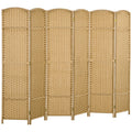 6 Panel Folding Room Divider 240x170cm Privacy Screen for Living Room Bedroom Office - Natural