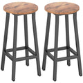 Bar Stools Set of 2 Breakfast Bar Stools with Footrest, Industrial Round, 32 x 32 x 65 cm, Rustic Brown