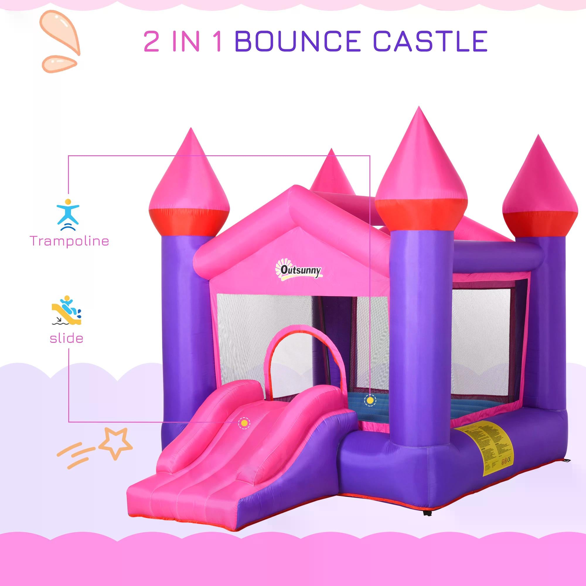 Bounce Castle Inflatable Trampoline Slide for Kids w/ inflator 3.5 x 2.5 x 2.7m