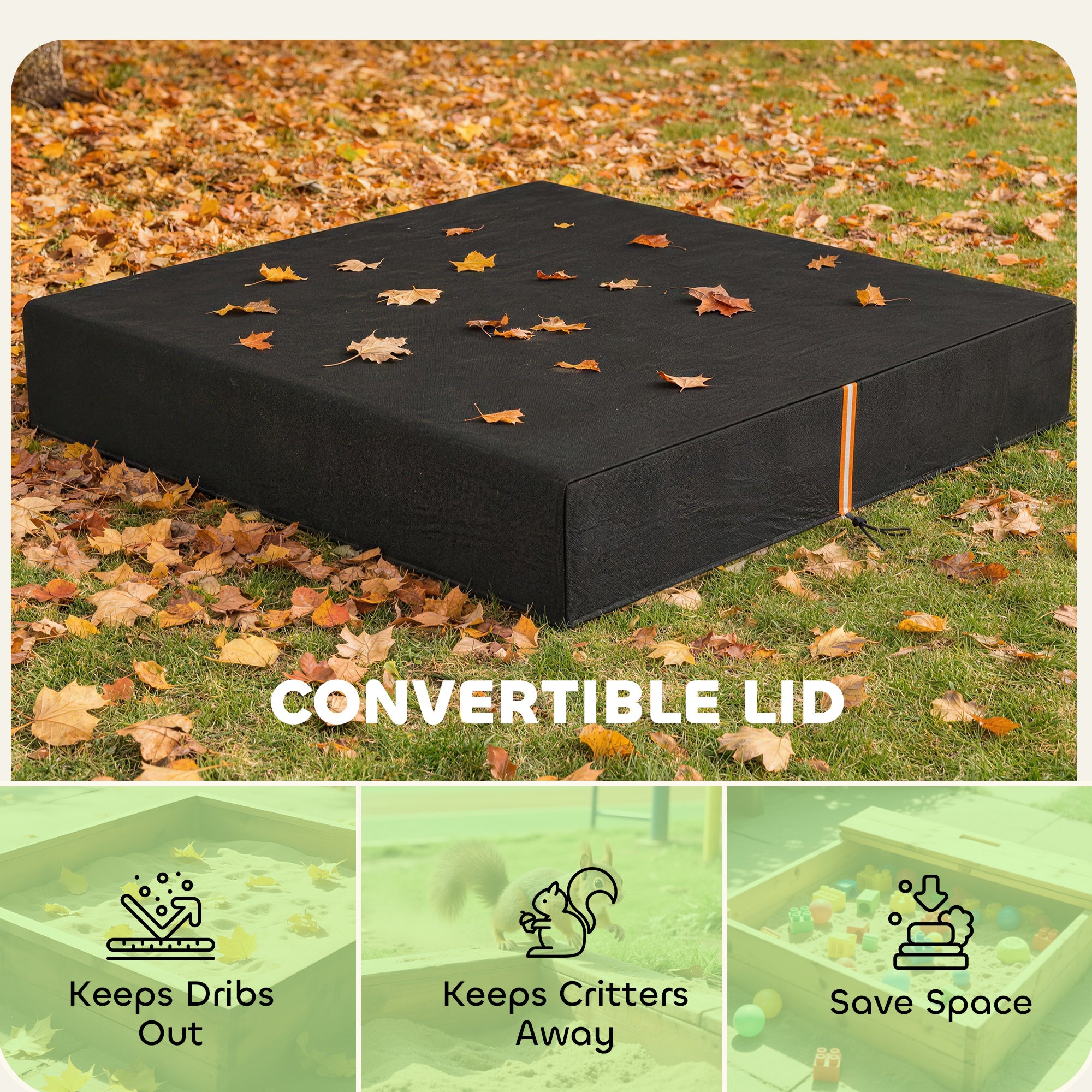 Sandbox Cover, Square Sandpit Cover Waterproof Dustproof UV Protection, Sandbox Canopy with Drawstring and Elastic Band