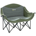 Double Oversized Heavy Duty Folding Camping Chair with Armrests, Cup Holders & Carry Bag, 250kg Capacity - Green