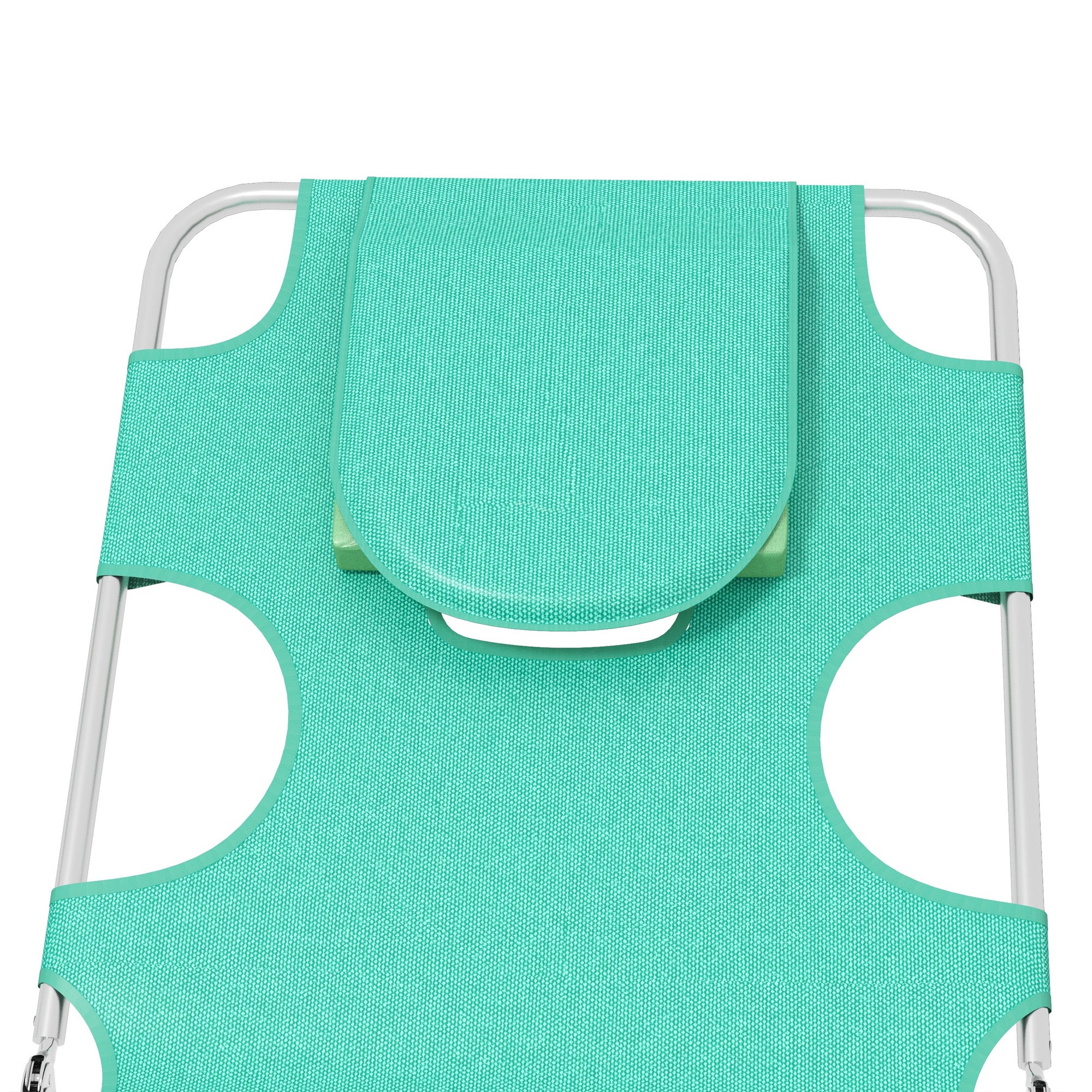 Foldable Sun Lounger Set of 2 with Reading Hole, Portable Sun Lounger with 5 Level Adjustable Backrest, Reclining Lounge Chair with Side Pocket, Headrest Pillow, Green