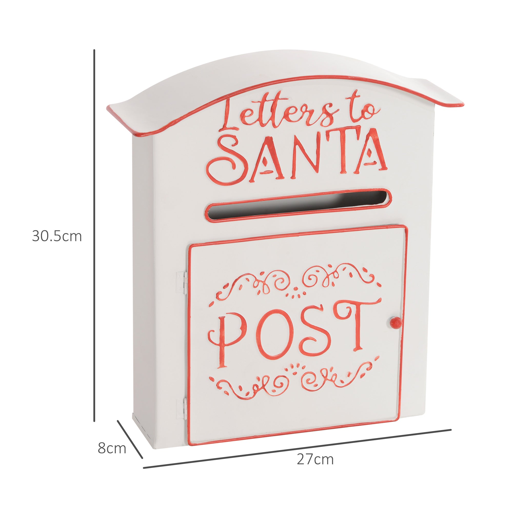 Christmas Post Box, Letters to Santa Mailbox, Wall Mounted Postbox, Christmas Decoration for Indoor and Outdoor, White