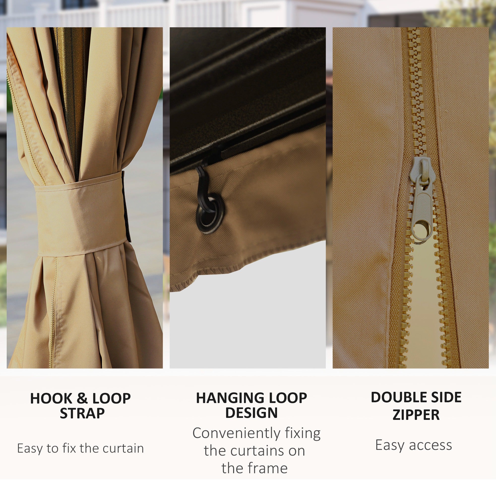 3 x 4m Aluminium Hardtop Gazebo with Netting and Curtains - Brown