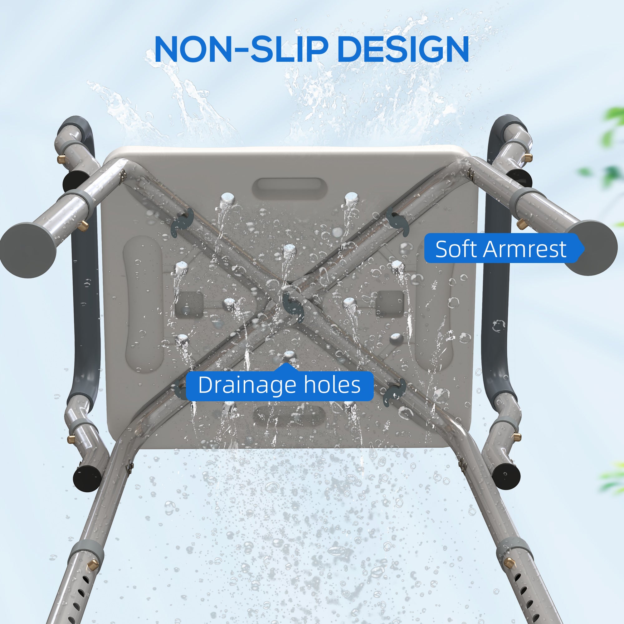 57-69cm Aluminium Frame Bath Seat - Light Blue