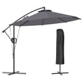 3m Garden Cantilever Parasol with Crank, Tilt, Cover & Wind Strap - Grey