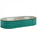 Galvanised Raised Garden Bed, Metal Planter Box with Safety Edging, for Flowers, Herbs, Succulents, Light Green