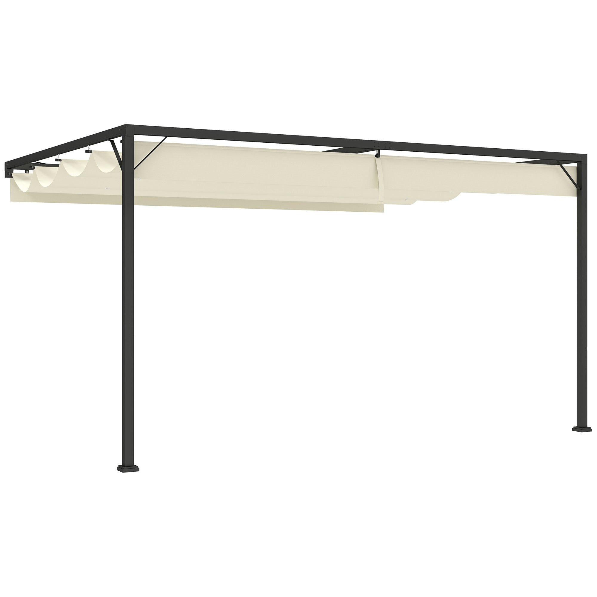 4 x 3 Metre Retractable Pergola Canopy - Cream White Metal Frame