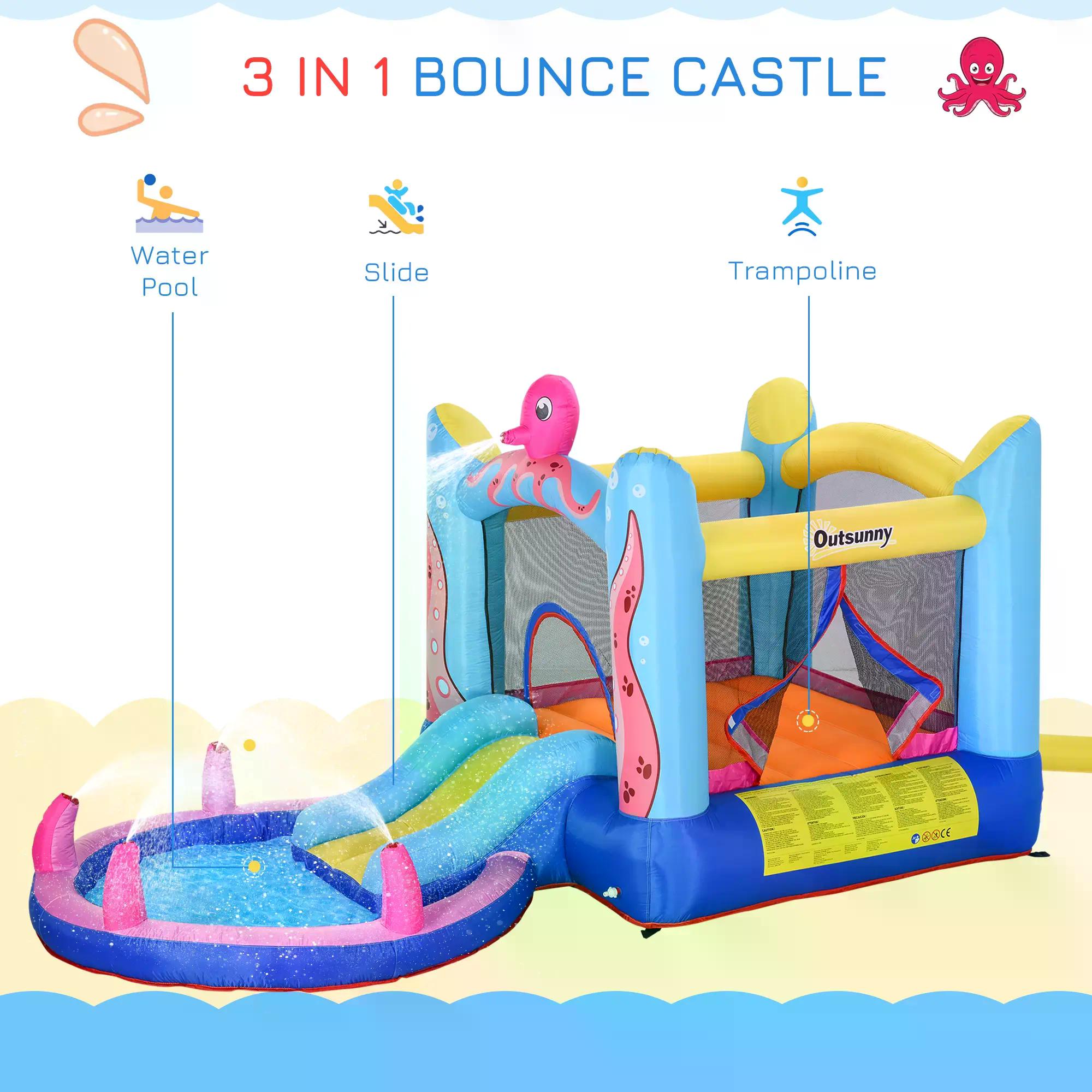 Bounce Castle Inflatable Trampoline Slide Pool Octopus Design 3.8 x 2 x 1.8m