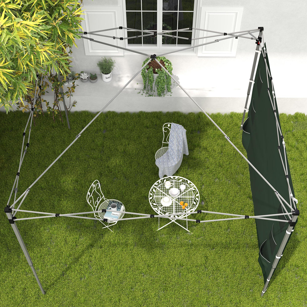 3x3m Gazebo Replacement Sidewall with Pockets & Mesh Bags - Green