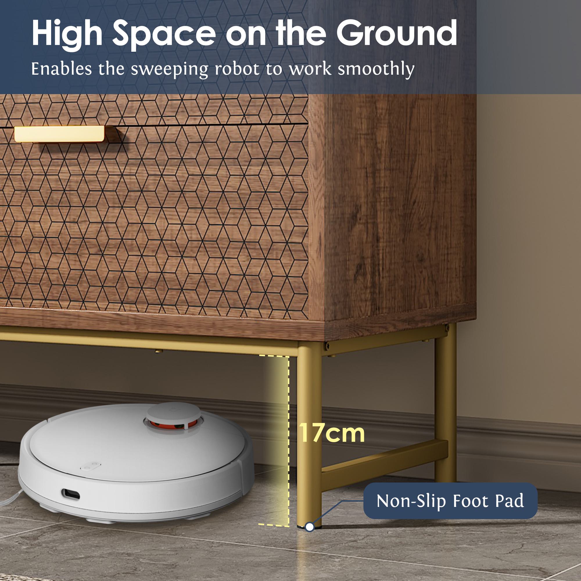 Embossed Design Sideboard Cabinet Dresser with 6 Drawers, Anti-tip, Storage Cabinet for Hallway, 120L x 40W x 75H cm, Walnut