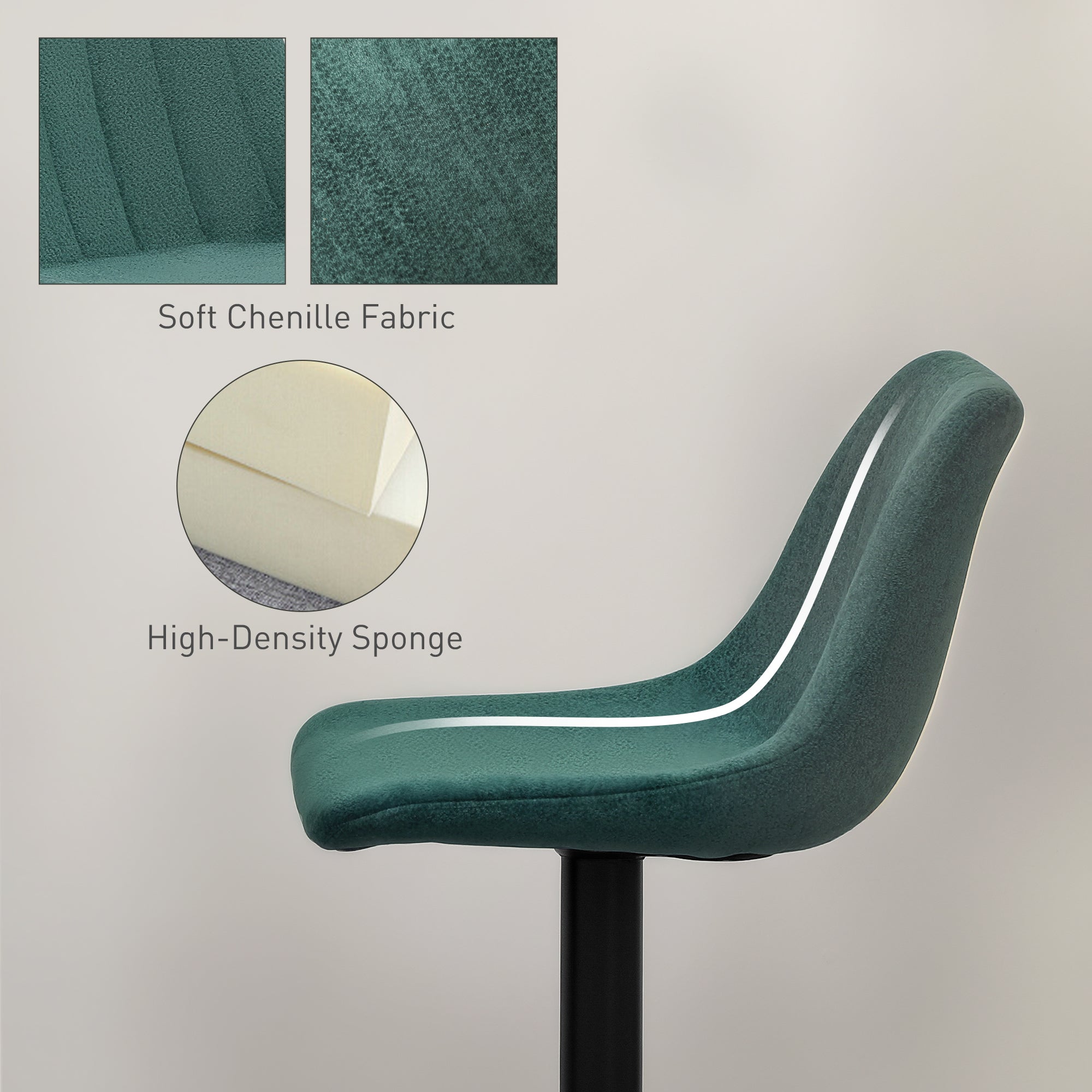 Set of Two Chenille-Feel Tub Bat Stools - Green