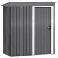 5 x 3ft Garden Storage Shed with Sliding Door and Sloped Roof - Light Grey
